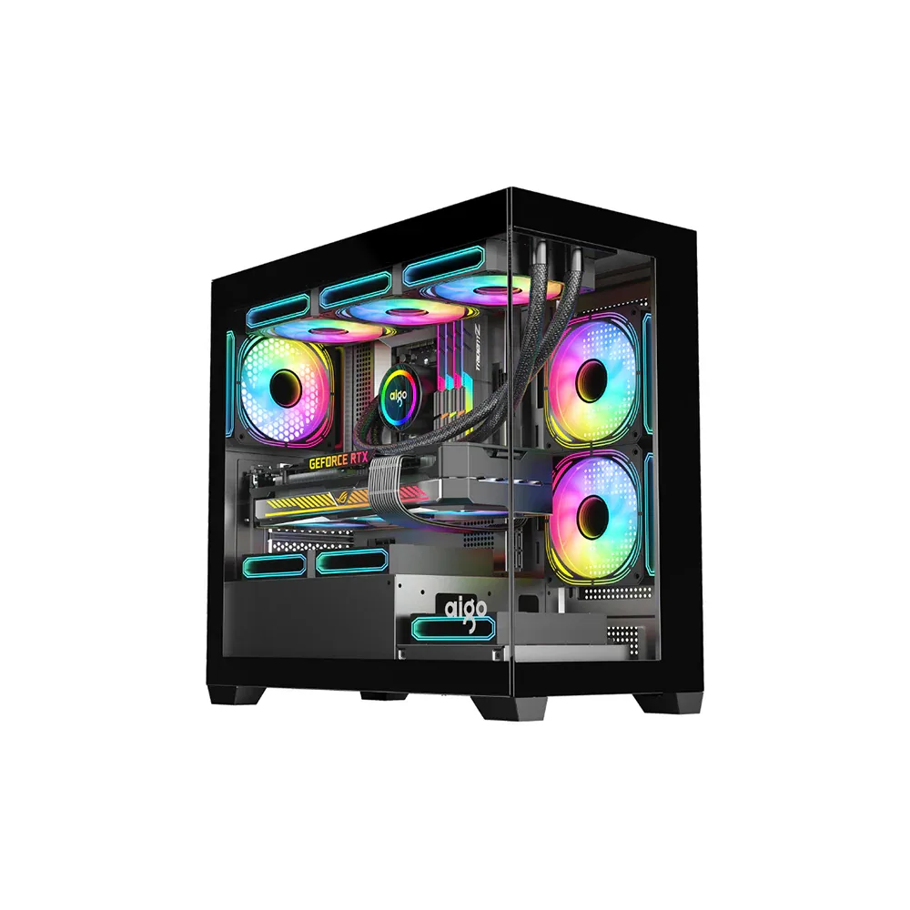 Aigo Darkflash Black C218M Tempered Glass Micro-ATX PC Chassis